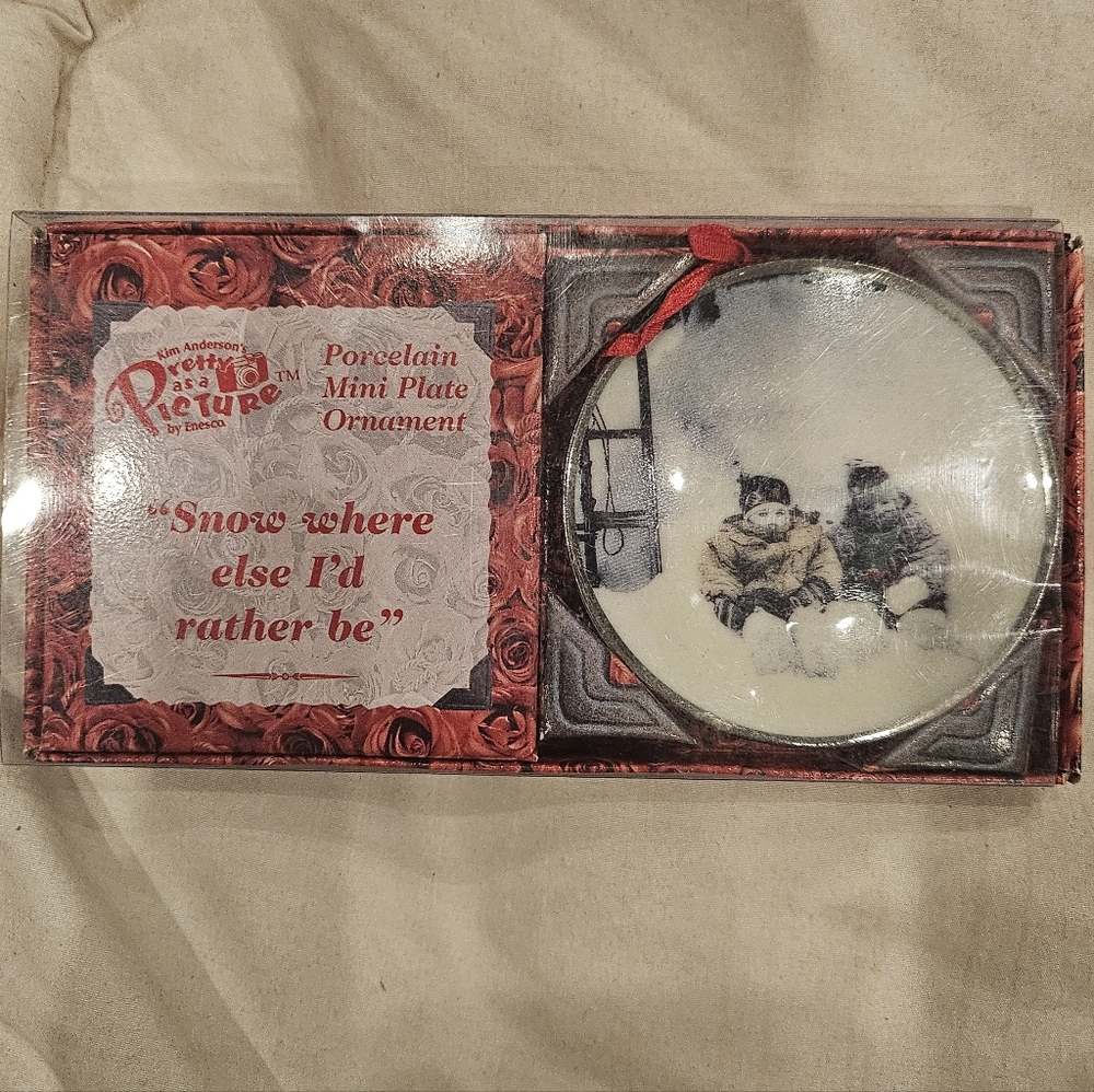 Vintage 1997 Kim Anderson Porcelain Mini Plate Ornament